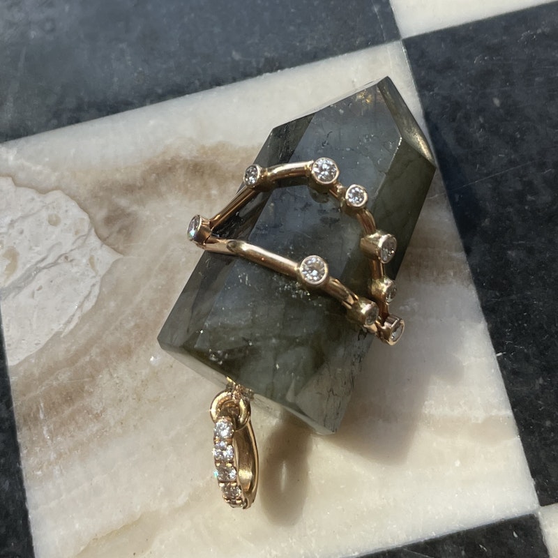 18k Labradorite and Diamond Capricorn Constellation Pendant