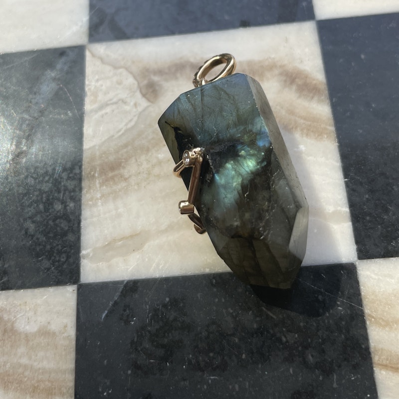 18k Labradorite and Diamond Capricorn Constellation Pendant