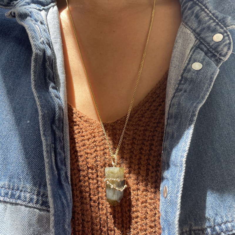 18k Labradorite and Diamond Capricorn Constellation Pendant