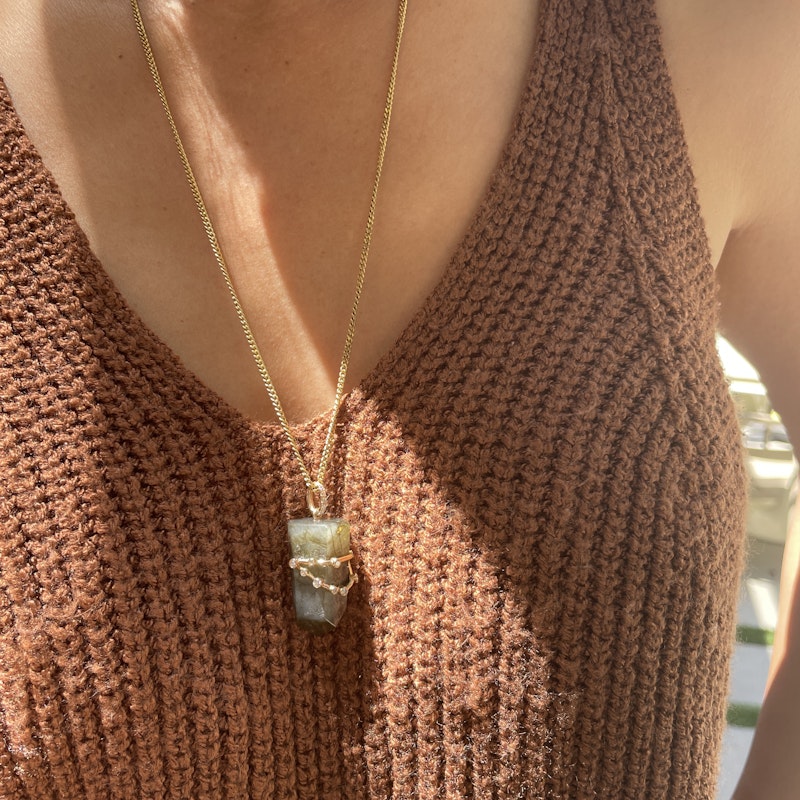 18k Labradorite and Diamond Capricorn Constellation Pendant