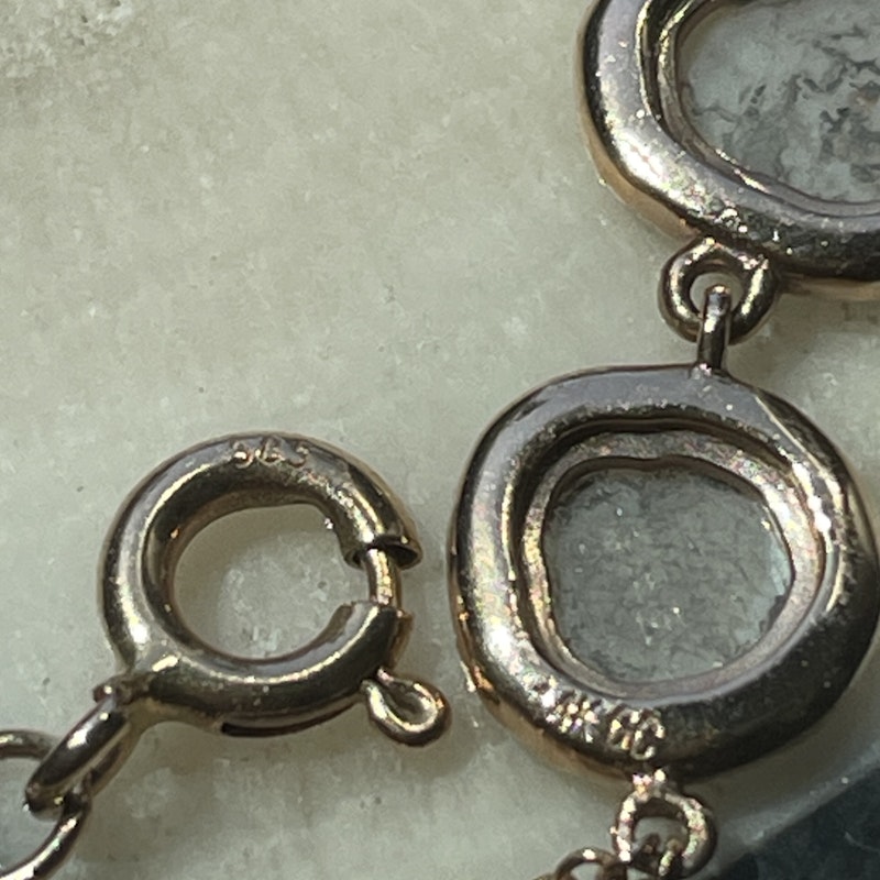 14k Rose Gold Hand Chain with Three Sliced Raw Diamonds
