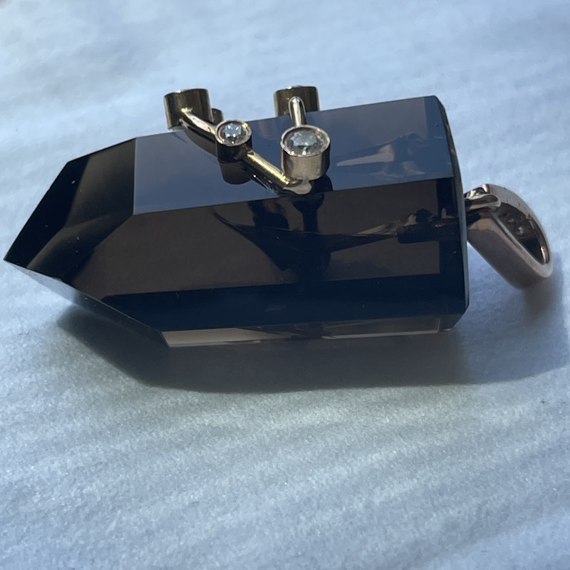 18k Smoky Quartz and Diamond Capricorn Constellation Pendant
