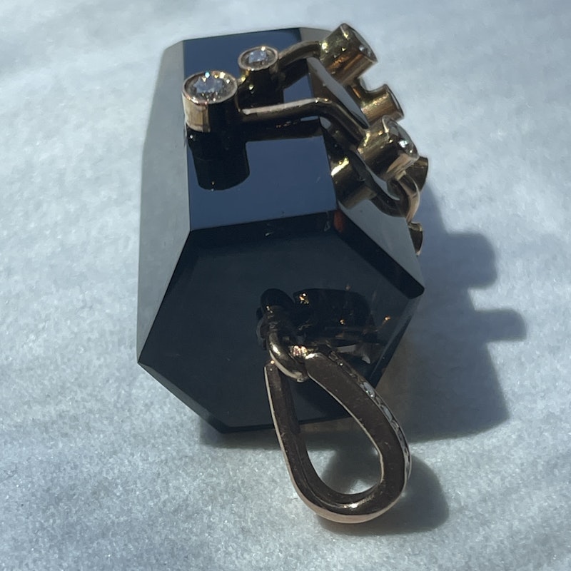 18k Smoky Quartz and Diamond Capricorn Constellation Pendant