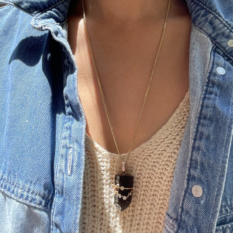 18k Smoky Quartz and Diamond Capricorn Constellation Pendant