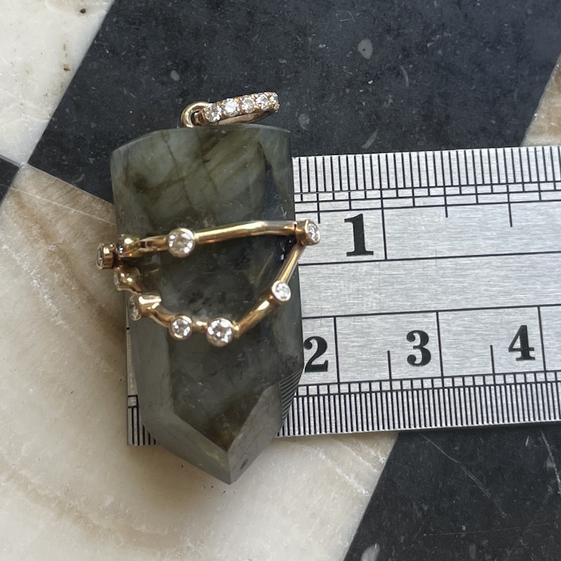 18k Labradorite and Diamond Capricorn Constellation Pendant