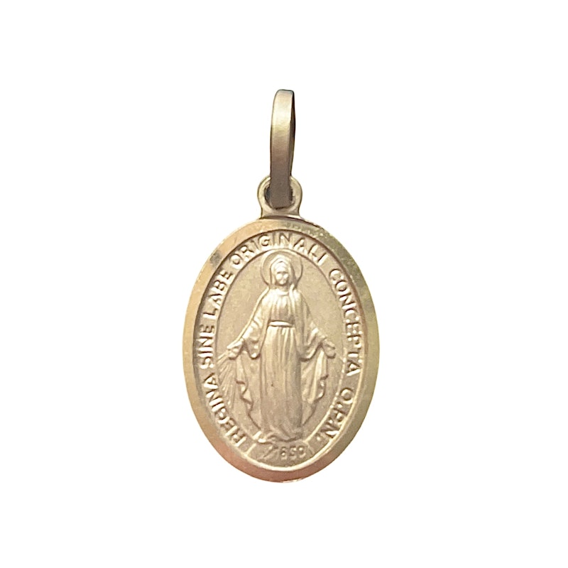 Vintage 14k Yellow Gold Virgin Mary Pendant Charm