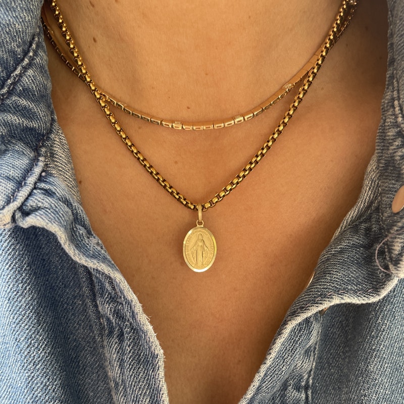 Vintage 14k Yellow Gold Virgin Mary Pendant Charm