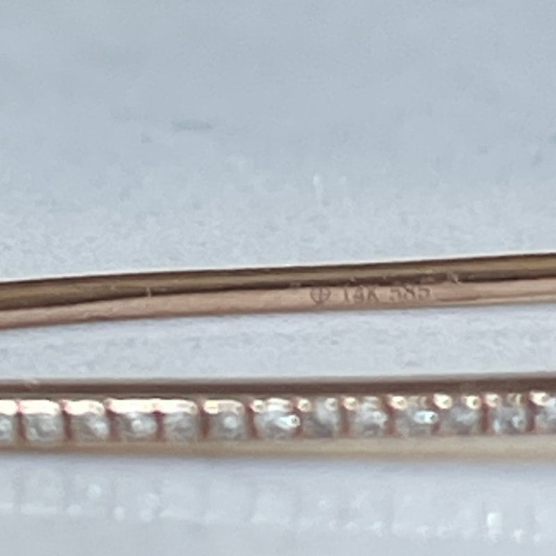 14k Rose Gold and Diamond Safety Pin Earring