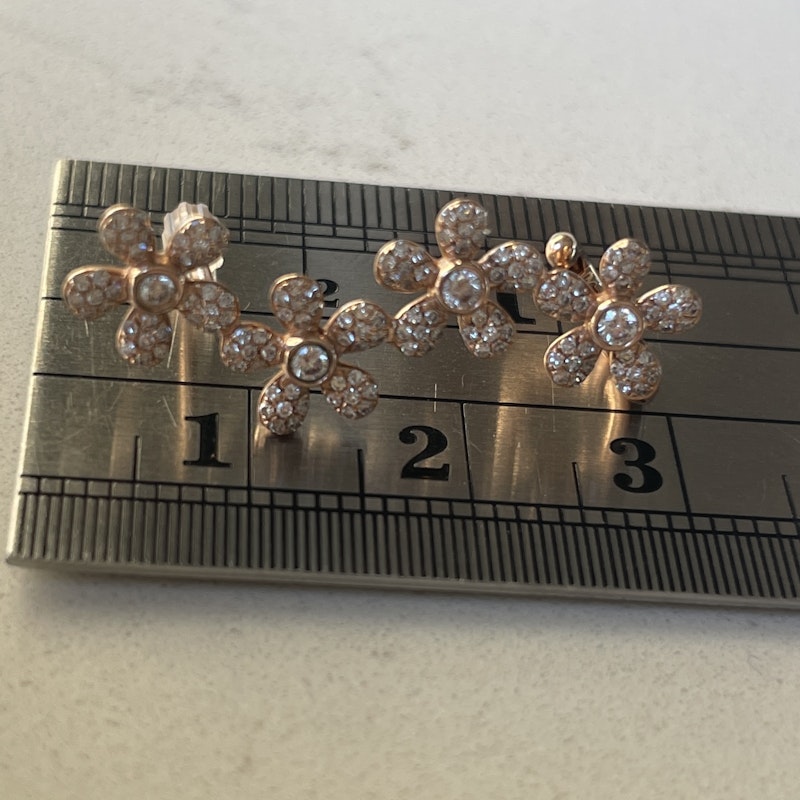 14k Rose Gold Diamond Flower Ear Climber Earring (right)