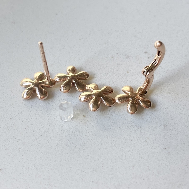 14k Rose Gold Diamond Flower Ear Climber Earring (right)