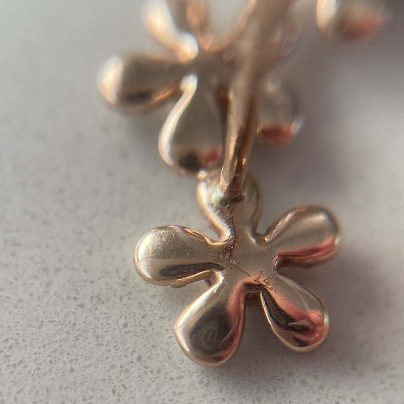 14k Rose Gold Diamond Flower Ear Climber Earring (right)