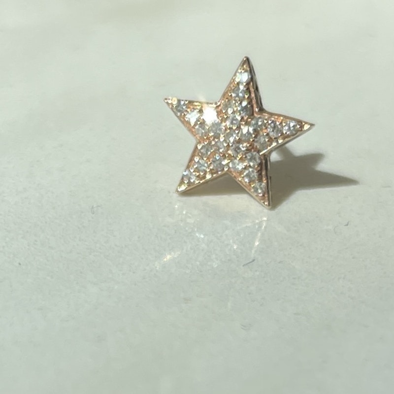 14k Rose Gold and Diamond Star Stud Earrings