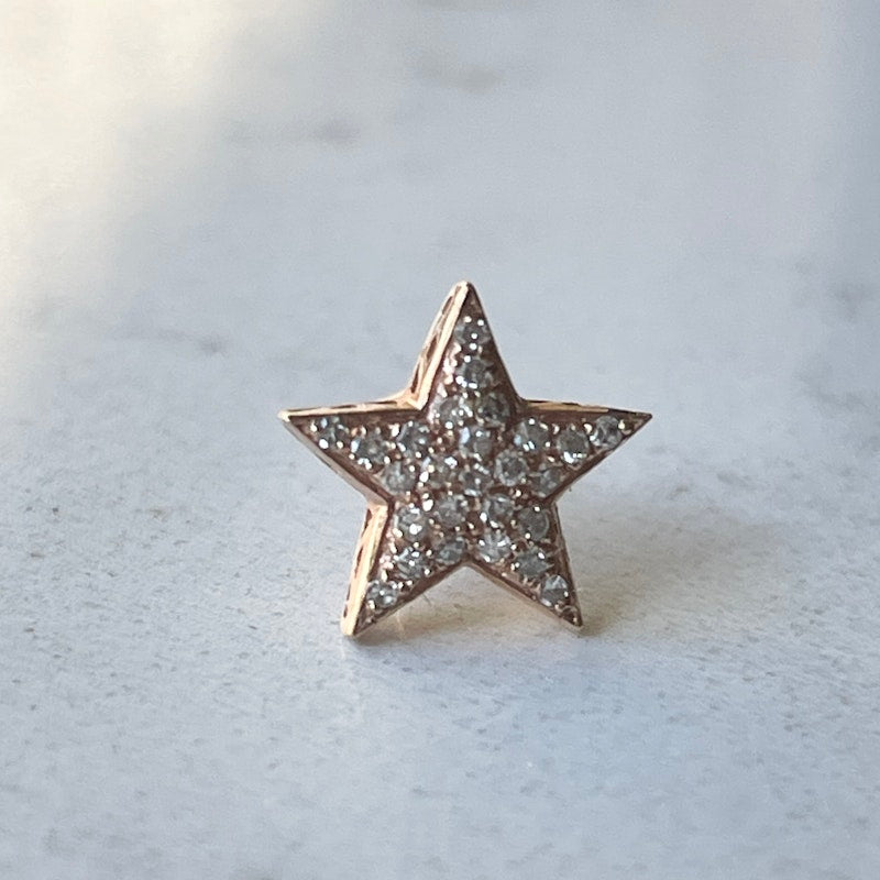 14k Rose Gold and Diamond Star Stud Earrings