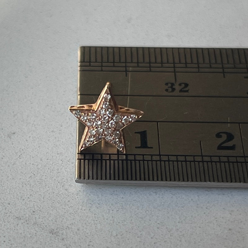 14k Rose Gold and Diamond Star Stud Earrings