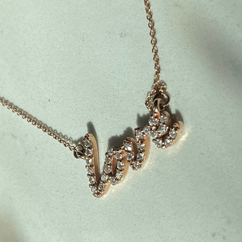 14k Rose Gold and Diamond Love Necklace