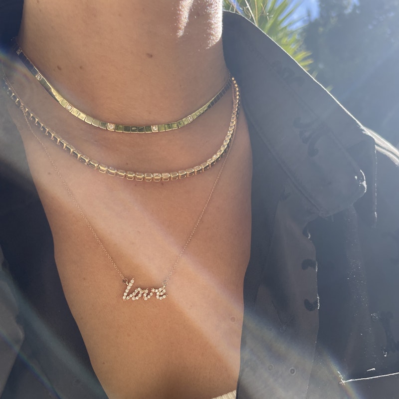 14k Rose Gold and Diamond Love Necklace