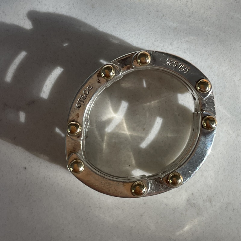 Tiffany & Co Silver and 18k Yellow Gold Gatelink Ring