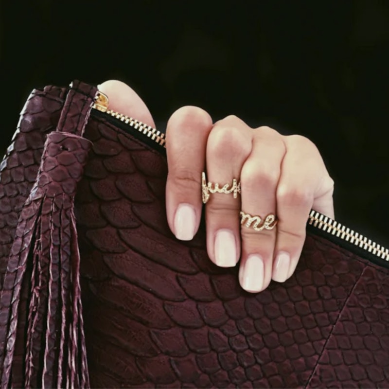 Jacquie Aiche 14k Rose Gold and Diamond Fuck Ring