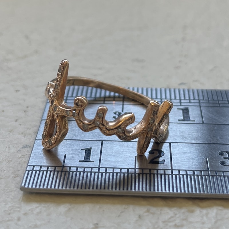 Jacquie Aiche 14k Rose Gold and Diamond Fuck Ring