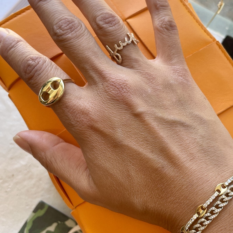 Jacquie Aiche 14k Rose Gold and Diamond Fuck Ring