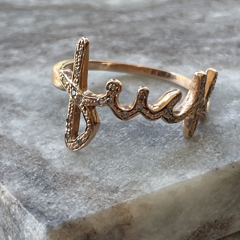 Jacquie Aiche 14k Rose Gold and Diamond Fuck Ring