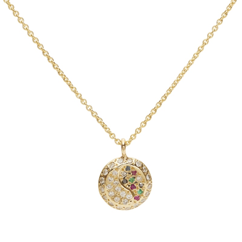 Scosha 14k Yellow Gold Gemstone Yin-Yang Pendant Necklace