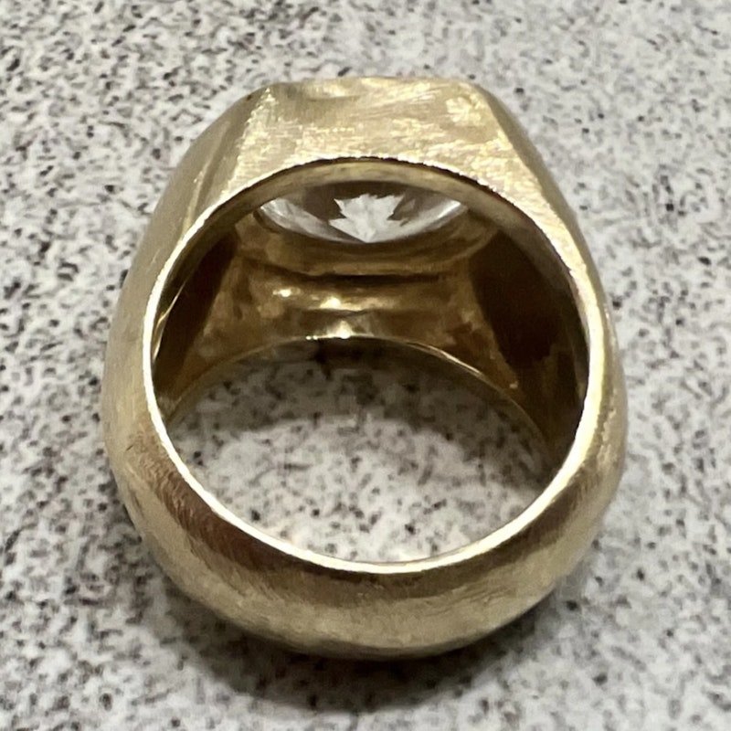 14k Yellow Gold Bezel Set Oval Diamond Ring 3.25ctw