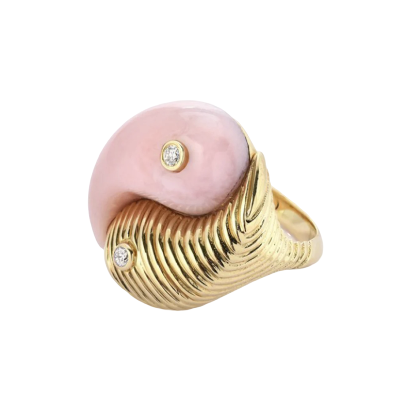 Retrouvai Pink Opal Yin Yang Ring