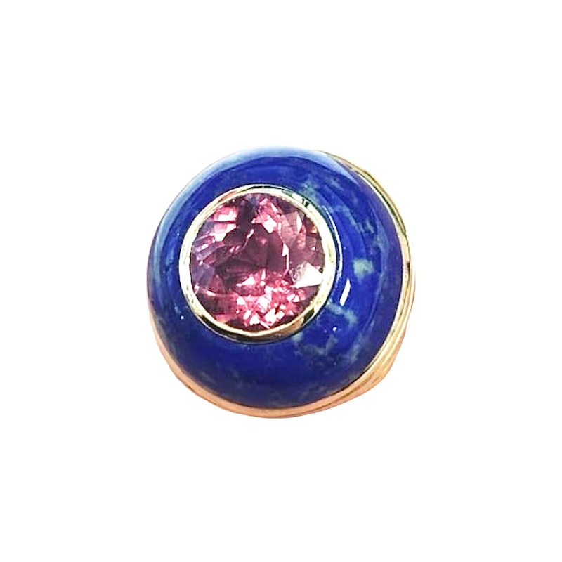 Retrouvai Pink Tourmaline and Lapis Lollipop Ring