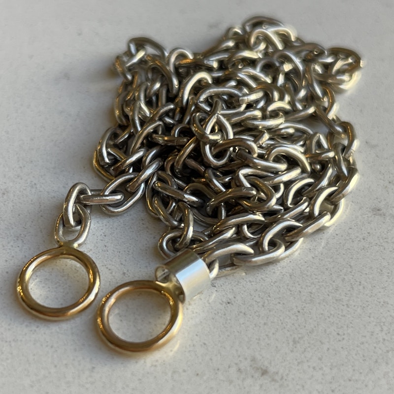 Marla Aaron Silver and 14k Pulley Necklace+Inlay Babylock