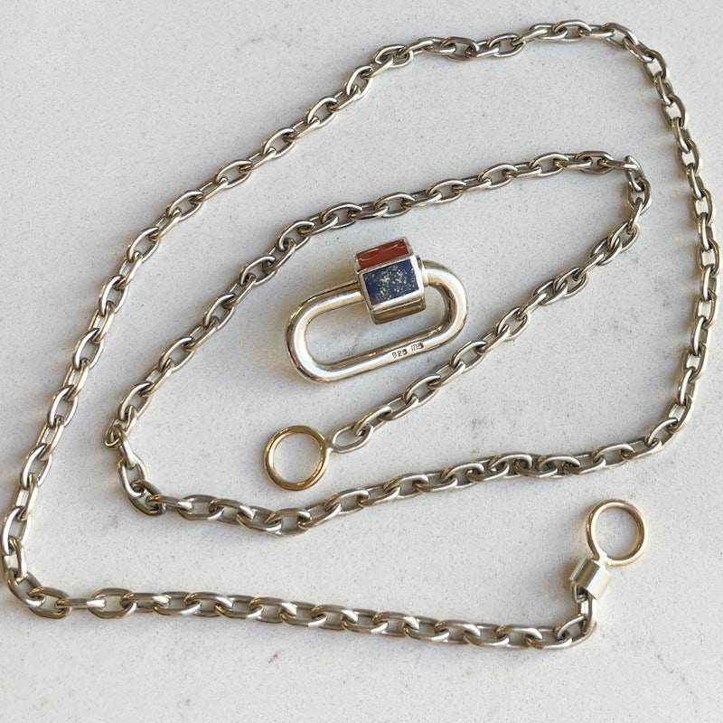 Marla Aaron Silver and 14k Pulley Necklace+Inlay Babylock