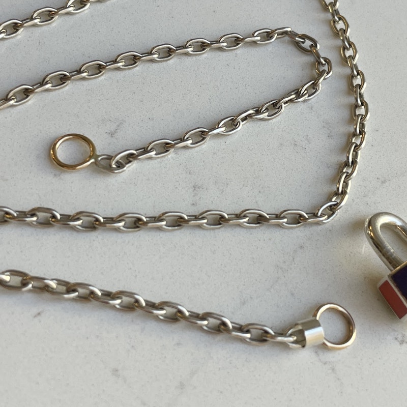 Marla Aaron Silver and 14k Pulley Necklace+Inlay Babylock