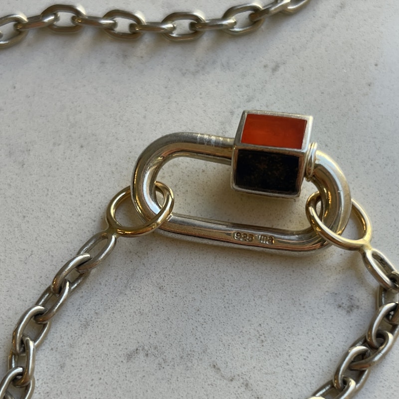 Marla Aaron Silver and 14k Pulley Necklace+Inlay Babylock