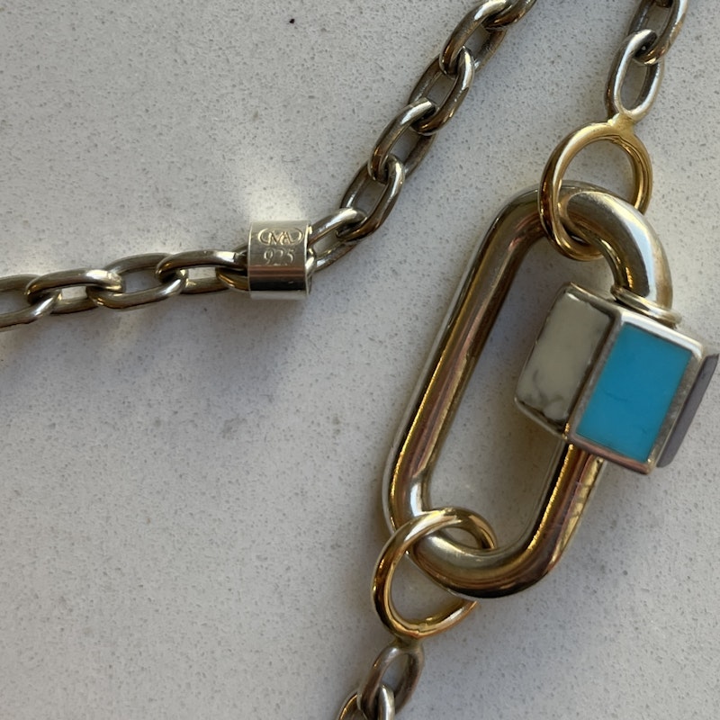 Marla Aaron Silver and 14k Pulley Necklace+Inlay Babylock