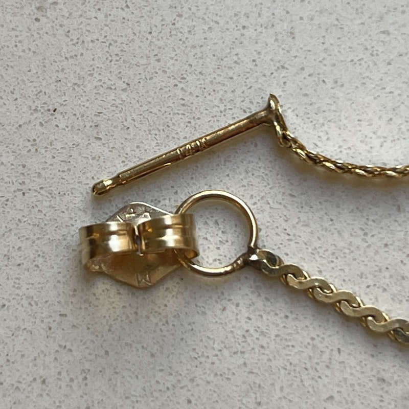 14k Yellow Gold Serpentine Flat Chain Link Hoop Earrings