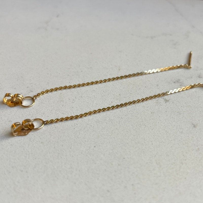 14k Yellow Gold Serpentine Flat Chain Link Hoop Earrings