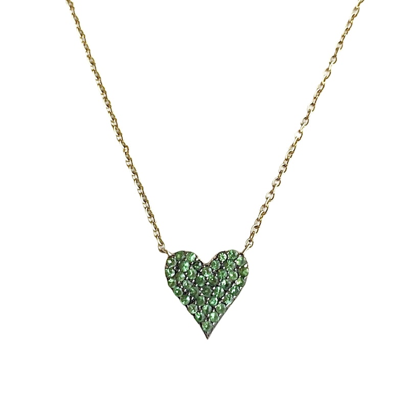 14k Reversible Diamond+Tsavorite Heart Necklace
