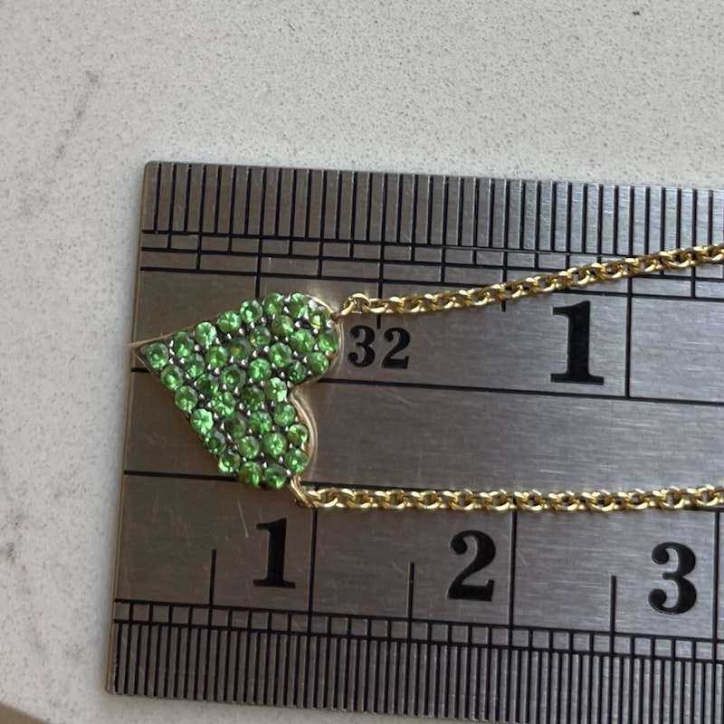 14k Reversible Diamond+Tsavorite Heart Necklace