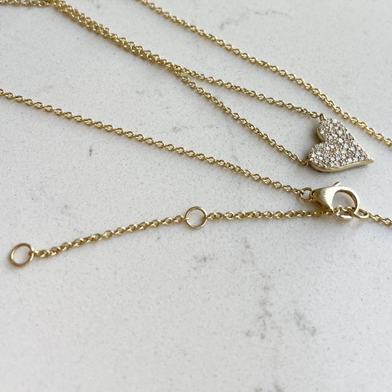 14k Reversible Diamond+Tsavorite Heart Necklace