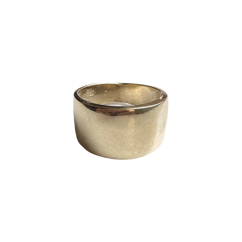 14k Yellow Gold Wide Tapered Cigar Band Ring, size 4.5