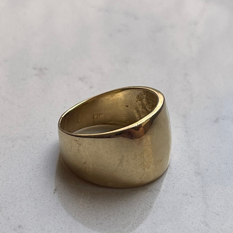 14k Yellow Gold Wide Tapered Cigar Band Ring, size 4.5
