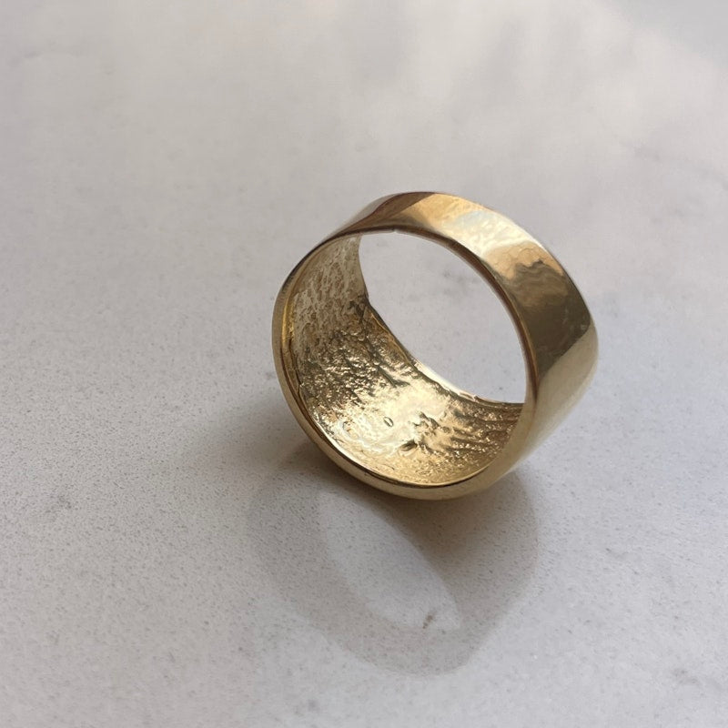 14k Yellow Gold Wide Tapered Cigar Band Ring, size 4.5