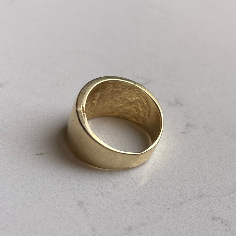 14k Yellow Gold Wide Tapered Cigar Band Ring, size 4.5