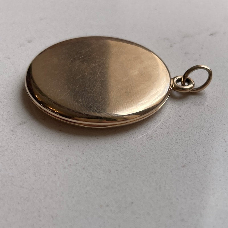 Vintage 14k Yellow Gold Round Photo Locket Charm