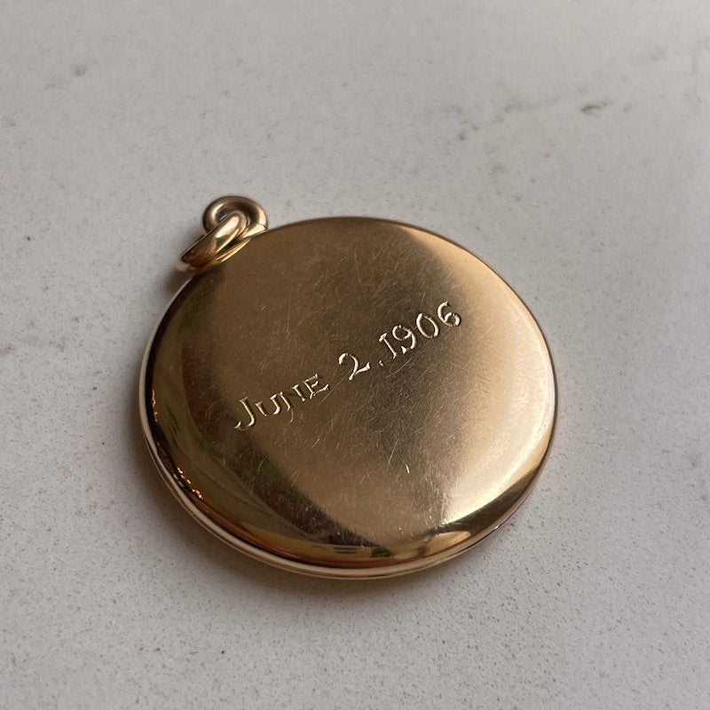 Vintage 14k Yellow Gold Round Photo Locket Charm