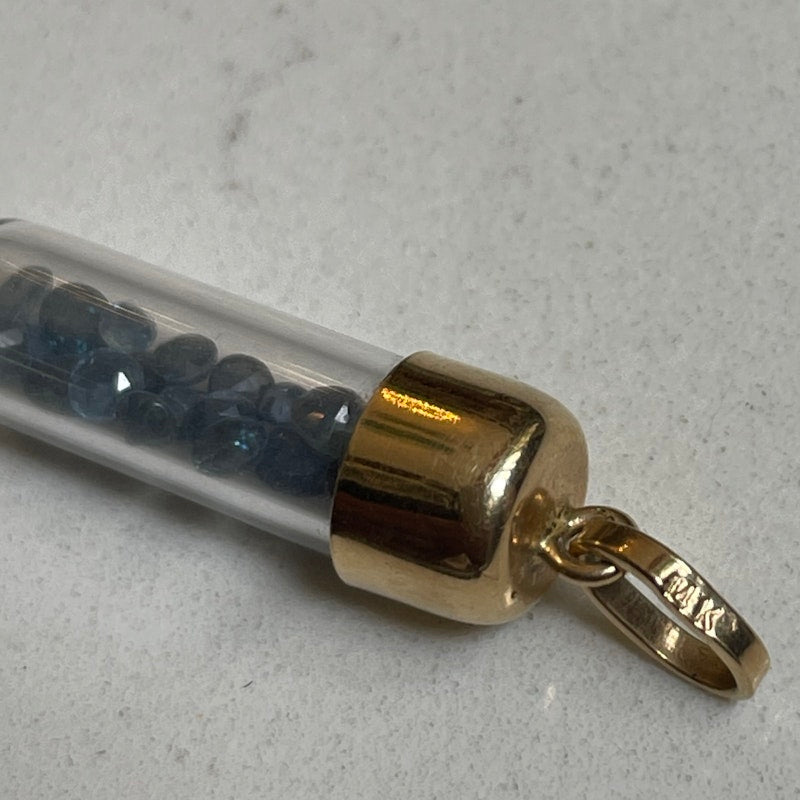 14k Yellow Gold Blue Sapphire Birthstone in a Bottle Charm