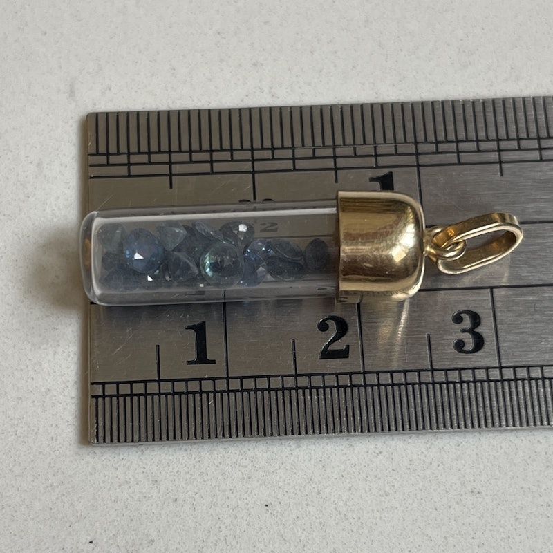14k Yellow Gold Blue Sapphire Birthstone in a Bottle Charm