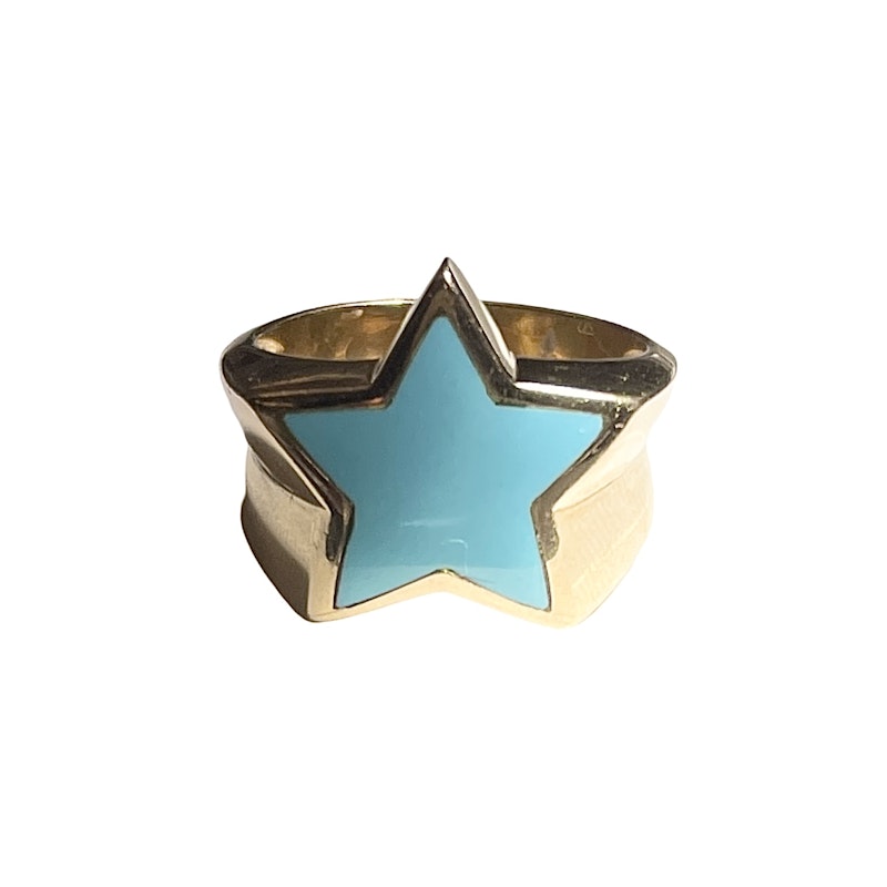 18k Yellow Gold Turquoise Star Ring