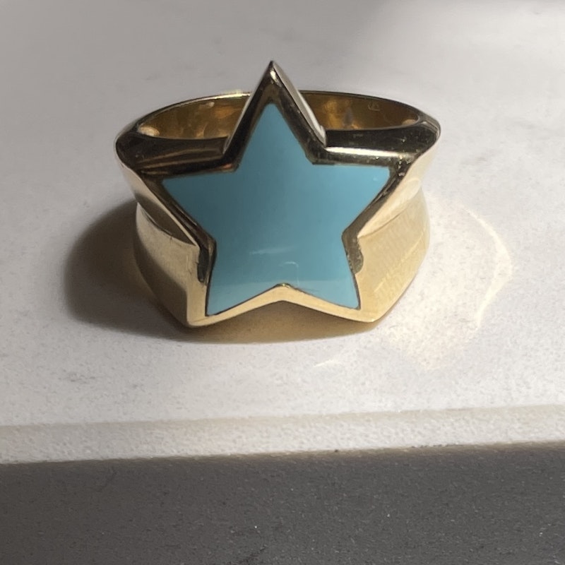 18k Yellow Gold Turquoise Star Ring
