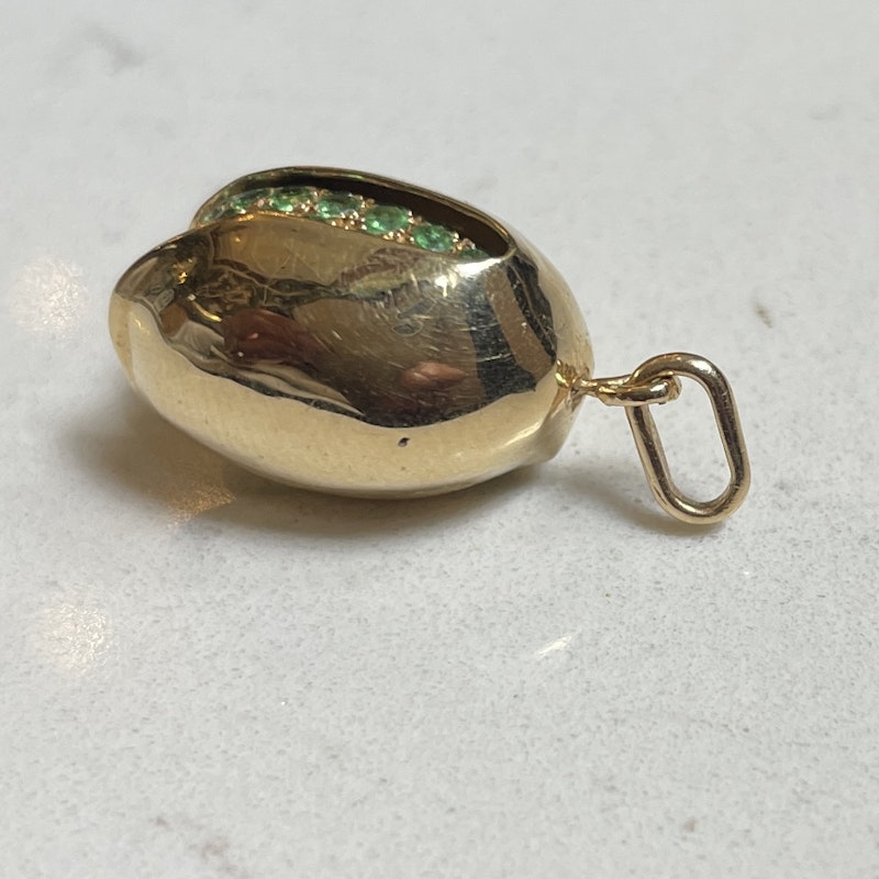 18k Yellow Gold and Tsavorite Pistachio Charm